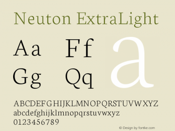 Neuton ExtraLight Version 1.4 Font Sample