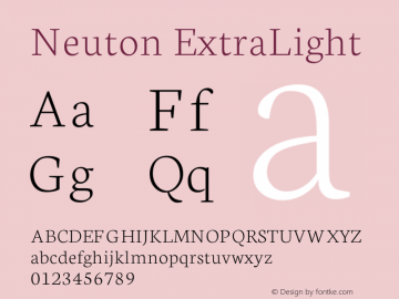 Neuton ExtraLight Version 1.4 Font Sample