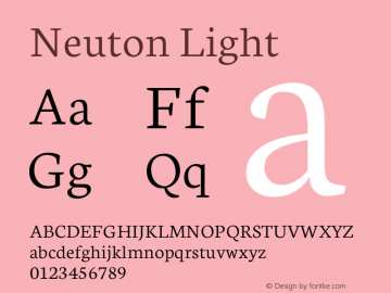 Neuton Light Version 1.42 Font Sample