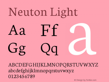 Neuton Light Version 1.42 Font Sample