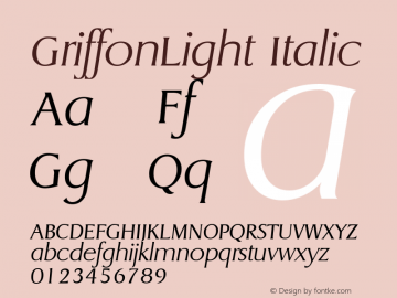 GriffonLight Italic The IMSI MasterFonts Collection, tm 1995 IMSI图片样张