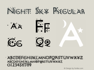 Night Sky Regular Macromedia Fontographer 4.1 6/25/97 Font Sample