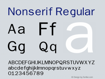 Nonserif Regular 1.0 2003-11-28 Font Sample
