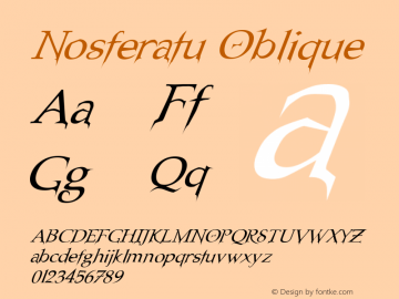 Nosferatu Oblique Altsys Fontographer 4.1 3/10/97图片样张