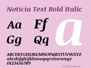 Noticia Text Bold Italic Version 1.003图片样张
