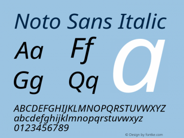Noto Sans Italic Version 1.04 Font Sample