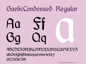 GaelicCondensed Regular W.S.I. Int'l v1.1 for GSP: 6/20/95图片样张