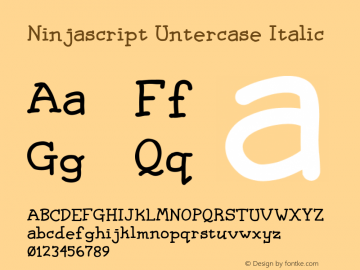 Ninjascript Untercase Italic Version 1.5 Font Sample