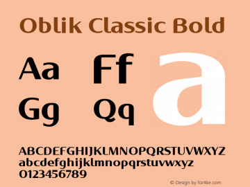 Oblik Classic Bold Version 001.001 Font Sample