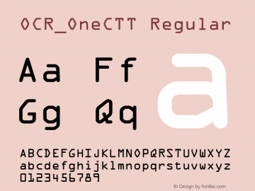 OCR_OneCTT Regular TrueType Maker version 3.00.00 Font Sample