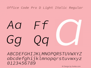 Office Code Pro D Light Italic Regular Version 1.004图片样张