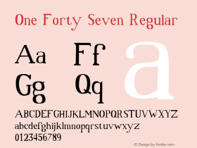 One Forty Seven Regular Version 1.00 Font Sample