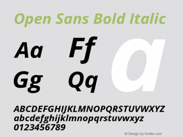 Open Sans Bold Italic Version 1.10 Font Sample