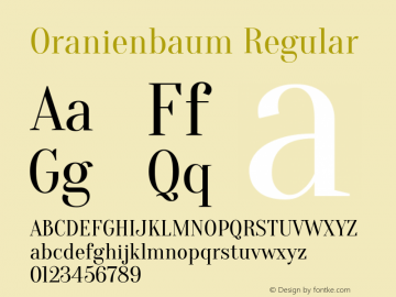 Oranienbaum Regular Version 1.001; ttfautohint (v0.91) -l 8 -r 50 -G 200 -x 0 -w 