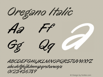 Oregano Italic Version 1.000 Font Sample