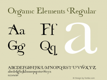 Organic Elements Regular Fontographer 4.7 9/5/07 FG4M­0000002045 Font Sample