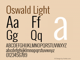 Oswald Light Version ; ttfautohint (v0.92图片样张