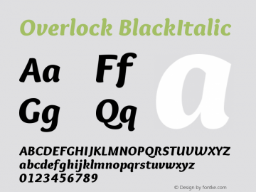 Overlock BlackItalic Version 1.001 Font Sample