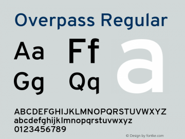 Overpass Regular Version 1.001 Font Sample