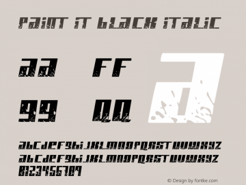 Paint it black Italic Version 1.00 October 21, 200 Font Sample