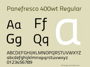 Panefresco 400wt Regular Version 1.002 Font Sample