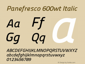 Panefresco 600wt Italic Version 1.001图片样张