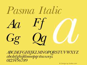 Pasma Italic 001.001 Font Sample