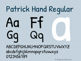 Patrick Hand Regular Version 1.003;PS 001.003;hot图片样张