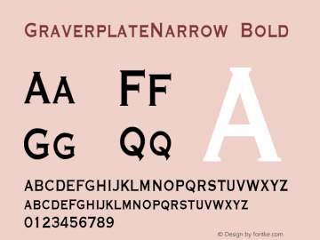 GraverplateNarrow Bold The IMSI MasterFonts Collection, tm 1995, 1996 IMSI (International Microcomputer Software Inc.) Font Sample