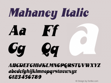 Mahaney Italic The IMSI MasterFonts Collection, tm 1995 IMSI Font Sample