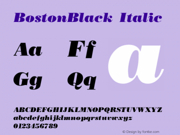 BostonBlack Italic The IMSI MasterFonts Collection, tm 1995 IMSI Font Sample