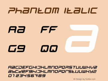 Phantom Italic Macromedia Fontographer 4.1.5 02.01.2001 Font Sample