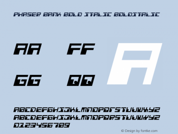 Phaser Bank Bold Italic BoldItalic Version 001.000 Font Sample