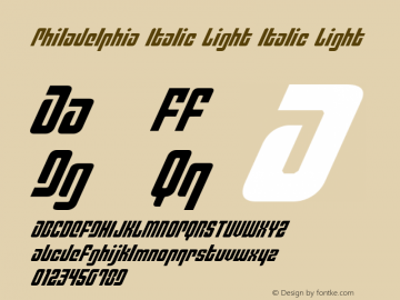 Philadelphia Italic Light Italic Light 2 Font Sample