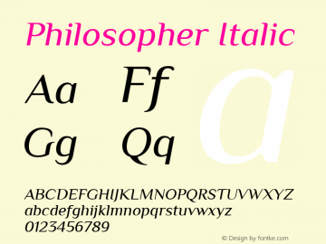 Philosopher Italic Version 1.000图片样张