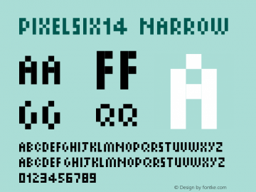 PixelSix14 Narrow Version 2.0; November 20, 2001 Font Sample