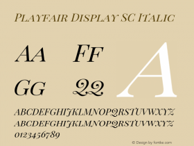 Playfair Display SC Italic Version 1.005; ttfautohint (v1.2) -l 10 -r 42 -G 200 -x 21 -D latn -f latn -w G -X 