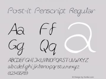 Post-it Penscript Regular 1.001 Font Sample