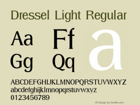 Dressel Light Regular The IMSI MasterFonts Collection, tm 1995, 1996 IMSI (International Microcomputer Software Inc.)图片样张