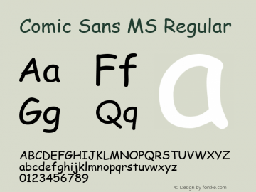Comic Sans MS Regular Version 5.11 Font Sample