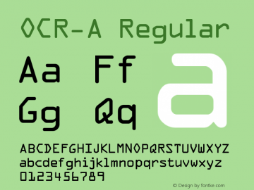 OCR-A Regular The IMSI MasterFonts Collection, tm 1995 IMSI图片样张