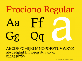 Prociono Regular Version 2.2 Font Sample