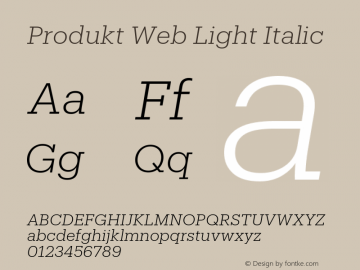 Produkt Web Light Italic Version 1.1 2014 Font Sample