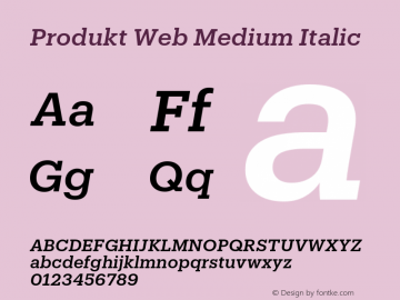 Produkt Web Medium Italic Version 1.1 2014图片样张