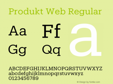 Produkt Web Regular Version 1.1 2014 Font Sample
