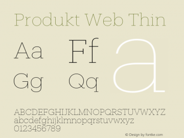 Produkt Web Thin Version 1.1 2014 Font Sample