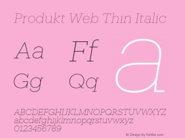 Produkt Web Thin Italic Version 1.1 2014 Font Sample