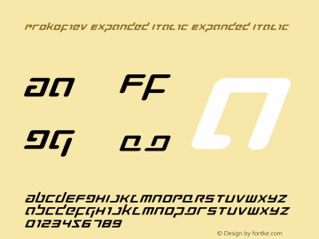 Prokofiev Expanded Italic Expanded Italic 001.000 Font Sample