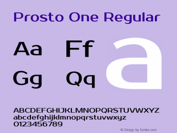 Prosto One Regular Version 1.001 Font Sample