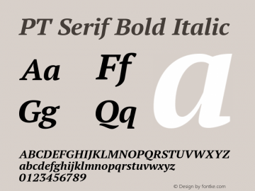 PT Serif Bold Italic Version 1.002W Font Sample